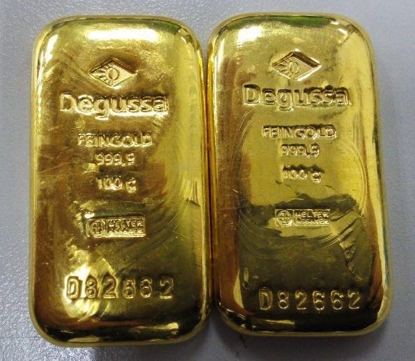 Degussa 100g Gold Bars