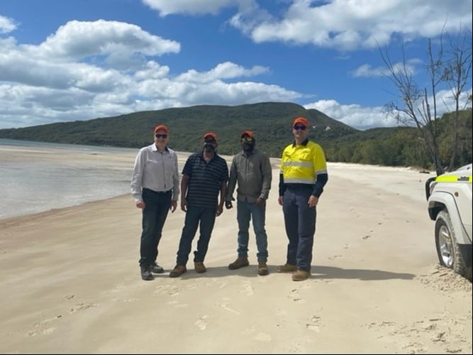 Metallica Minerals Executive Chairman, Theo Psaros, CFS General Manager Nicholas Villa with Dingaal representatives, Kenneth McLean (Walmbaar Aboriginal Corporation